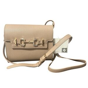 Anne Klein Tan Rhinestone Crossbody Purse with Coin Wallet NWT